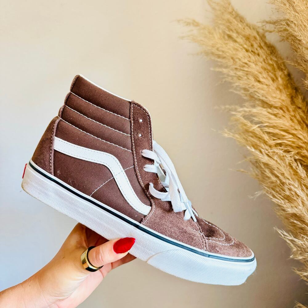 VANS SK8-HI Brown White Rain Drum High Top Lace Up $120 Retro Sneakers Shoes 9.5